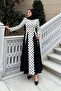Black and White Princess Vera Dress with Polka Dots - 2