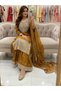 Gold Fendy-Silk Top Pant & Dupatta - HRT7084-Gold-Size-M-38-Inches - 4