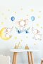Triple Elephants with Blue Balloons and Yellow Stars Kids Room Wall Sticker Set - Sim624