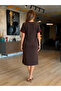 Women's Crew Neck Stripe Detailed Modal Midi Dress - 4