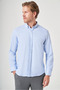 Blue Buttoned Collar Oxford Slim Fit Cotton Shirt 1004265284