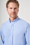 Blue Buttoned Collar Oxford Slim Fit Cotton Shirt 1004265124 - 4