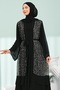 Black Layered Skirt and Double Abaya Set - 2