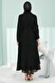 Black Layered Ruffled Skirt Double Abaya Set - 5