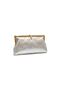Elegant Lock Detailed Shiny Evening Dress and Shoulder Bag - Silver Glitter
