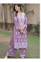 Lavender Rayon Chikankari Kurta with Palazzo Set - FFT8100 | Lavender-Size:L-40-Inches