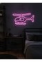 Helikopter Figürlü LED Neon Duvar Tablosu | Pembe Aydınlatmalı Modern Dekor | Genç Odası