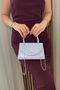 Women's Baby Blue Minimal Bag - Hand and Shoulder Bag with Chain Strap - 4