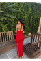 Red Halter Neck Dress with Accessories - 3
