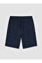 Navy Blue Regular Fit Men's Pajama Bottom Shorts - 5