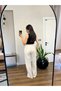 White Linen Look Strawberry Fabric Elastic Waist Loose Fit Comfortable Cut Summer Palazzo - 4