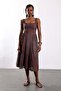 Brown Self Belted Embroidered Dress 8307 - 5