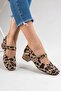 Felinia Women's Genuine Leather Shoes Leopard Short Heeled Square Toe - 6