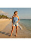 Women's Knitwear Thin Cross Strap Strapless Blue Color Blouse Bb2754 - 2