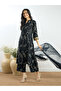 Navy Blue Printed Button-Down Kurta, Straight Pants and Dupatta Set - 6