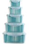 5-Piece Blue PP Fruit and Vegetable Drain Baskets,Deformation Resistant Kitchen Storage Strainers