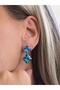 Vertical Square Vintage Model Crystal Stone Turquoise Blue Color Earrings - 5