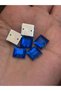 1 cm Dark Blue Square Plastic Stone 50 Pcs - 3