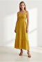 Women's Mustard Strap Gipeli Midi Woven Viscose Dress Elb-19002102 - 4
