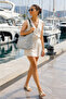Women's Silver Pearl Detailed Straw Shoulder Bag Large Size Zippered Daily Summer Beach Bag - 5