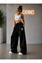 2-Piece Women's Ny Printed Sweatpants (Black-Grey) Oversize Baggy Loose Legs - 3