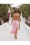 Women's Halter Neckline Drawstring Knitwear Dress with Back Detail, Beach Dress - 2