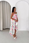 Floral Asymmetrical Dress with Rope Straps Pink - 4