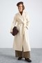 Exclusive Coat with Knitwear Detail on the Collar and Punto Stitching Ekru 3172
