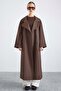 High Collar Oversize Water Repellent Trench Coat Brown 6874 - 3