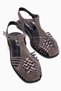 Kelly Genuine Leather Mink Suede Women's Sandals with Cage Detail and Belt - 4