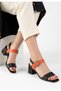 Year Black Skin Orange Detailed Black Heeled Shoes - 5