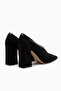 Conny Black Suede Blunt Toe Women's Heeled Shoes - 5