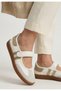 Menja White Skin Gold Detailed Velcro Ballerina Shoes - 3