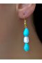 Natural Stone Turquoise Pearl Natural Stone Dangle Women's Earrings Euku37E - 2