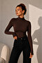 Women's Brown Finger Detailed Bodysuit