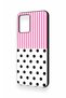 Vivo Y21S Compatible Pink Striped Polka Dot Patterned Silicone Case - 3