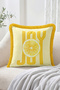 La Vie Est Belle and La Dolce Vita Written Lemon and Rabbit Patterned 4-Piece Fringed-Tasseled Throw Pillow Cover Set - 6