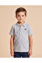 Boys Grey Melange Basic Polo T-Shirt