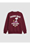 Xside Burgundy Snoopy Printed Oversize Women's Sweatshirt - 7