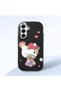 Samsung Galaxy A16 Compatible Case Camera Protector Black Silicone Couple Phone Case Kitty Pattern