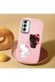 Samsung Galaxy A14 Compatible Case with Camera Protector Pink Silicone Couple Phone Case with Kitty Pattern - 2