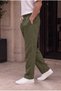 Men's Khaki Muslin Look Baggy Trousers Loose Fit Comfortable Casual Trousers - 2