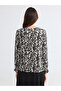 Original Oval Collar Patterned Blouse - 6