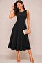 Women's Strappy Round Neck Midi Janjan Crepe Dress - 2