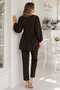 V-Neck Balloon Sleeve Suit S0077 Brown - 4