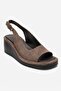 Orlena Mink Suede Genuine Leather Wedge Heeled Sandals - 3