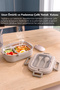 Stainless Steel Lunch Box - Portable Divided Food Container with Cutlery Storage Box Beige - 3