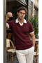 Men's Knitted Pattern Collared Short Sleeve Knitwear T-Shirt - 100% Cotton Acrylic - 4