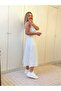 Women's Double Breasted Collar Sleeveless Polka Dot Midi Dress - 3