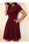 Women's short sleeve crew neck front pleat detail janjan crepe dress - 4